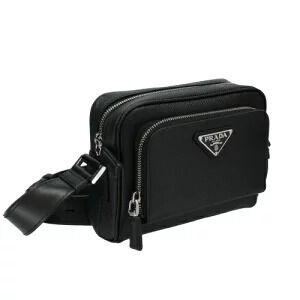 Prada bag Black triangle shoulder leather NERO Saffiano Saffiano